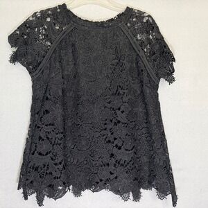 Guest Editor Women's Black Crochet Lace‎ Top Size M Floral Romantic Feminine